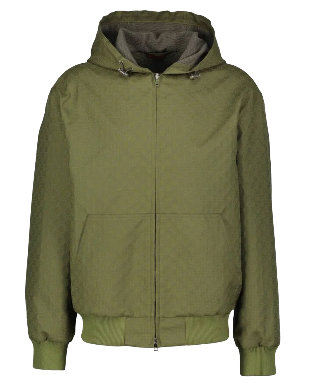 green monogram zip-up hoodie