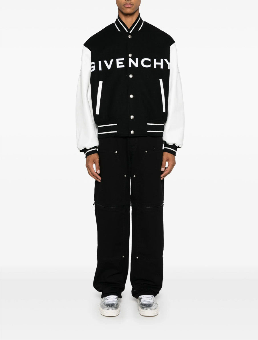 monochrome varsity jacket