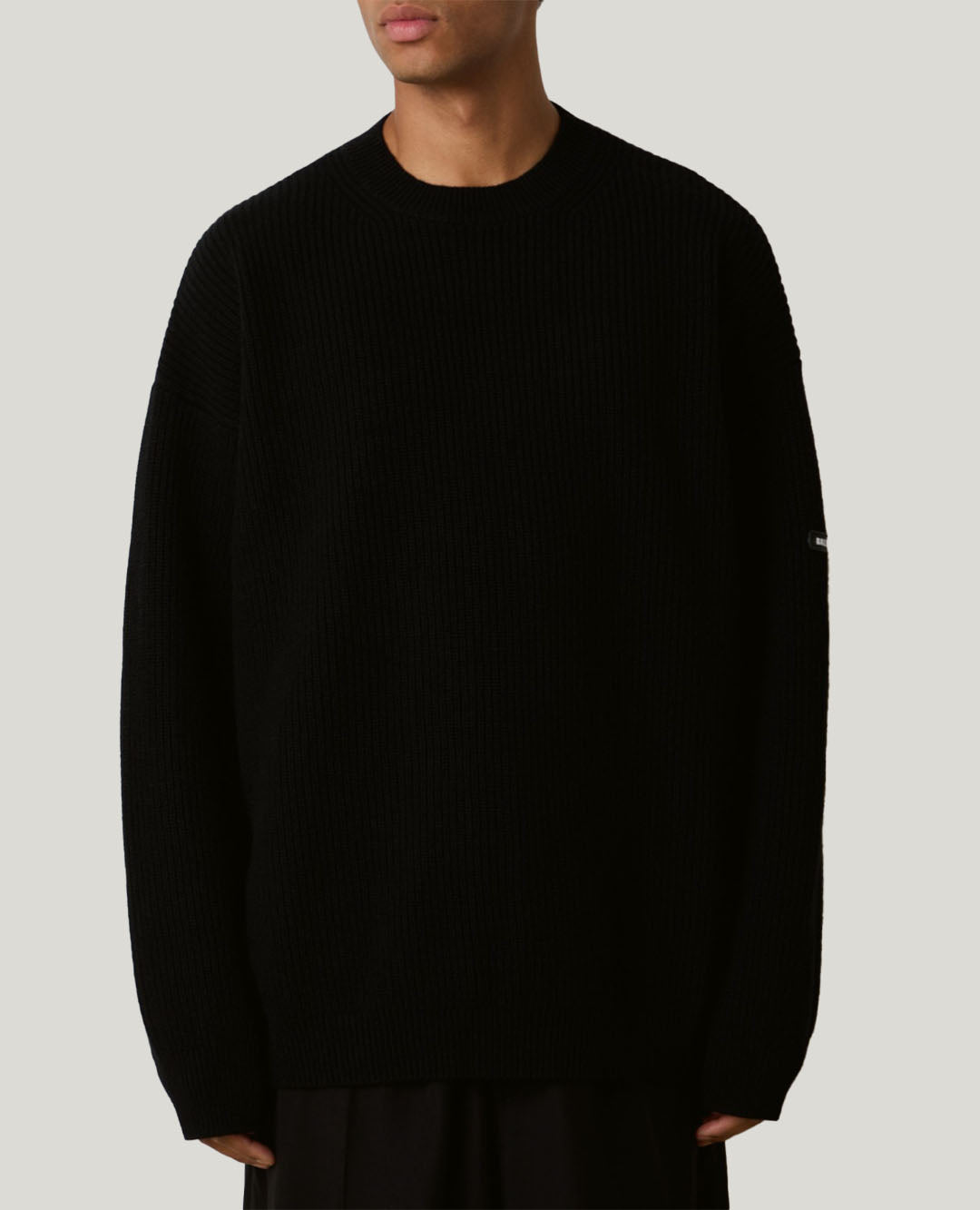 balenciaga logo-patch wool crewneck sweater