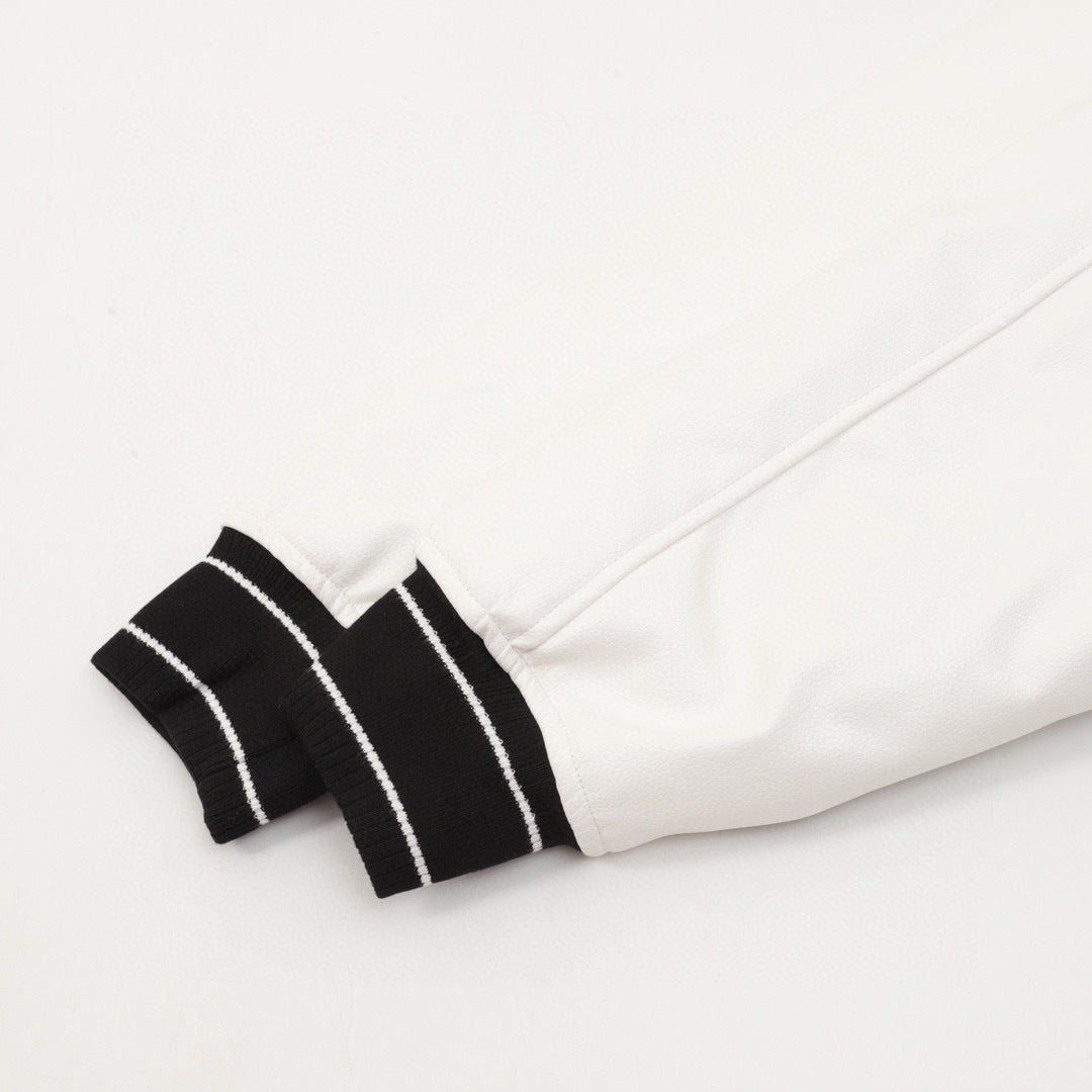 monochrome varsity jacket