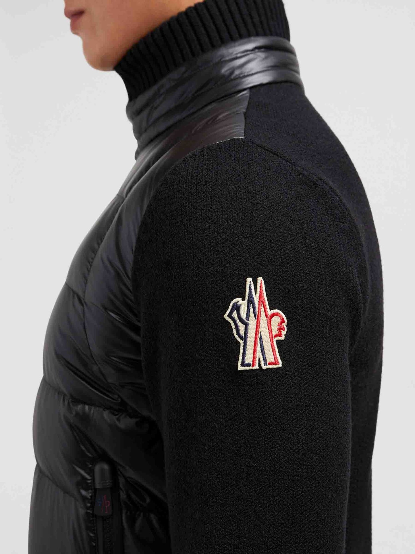 padded wool zip-up cardigan