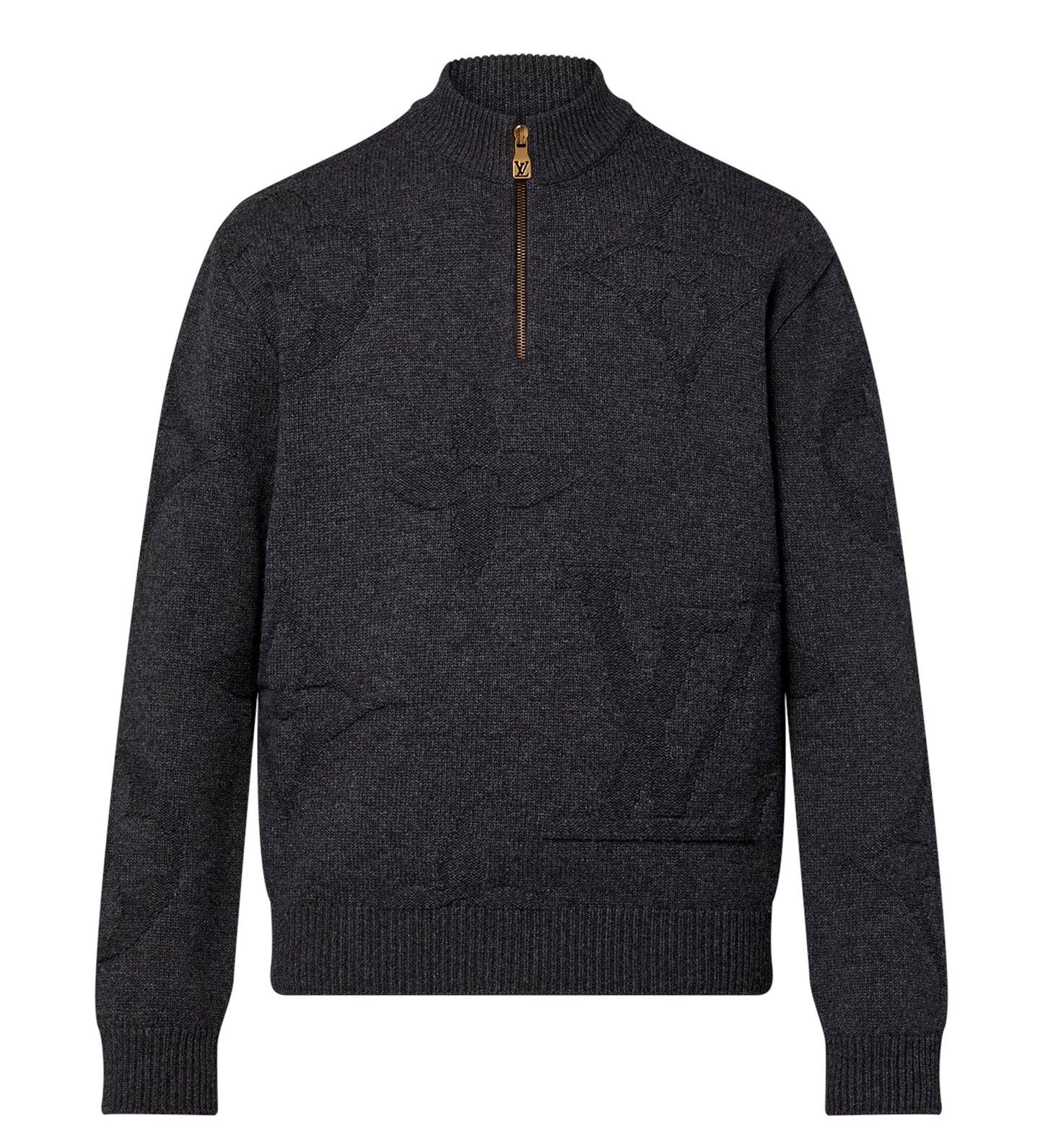 louis vuitton monogram wool half-zip sweater