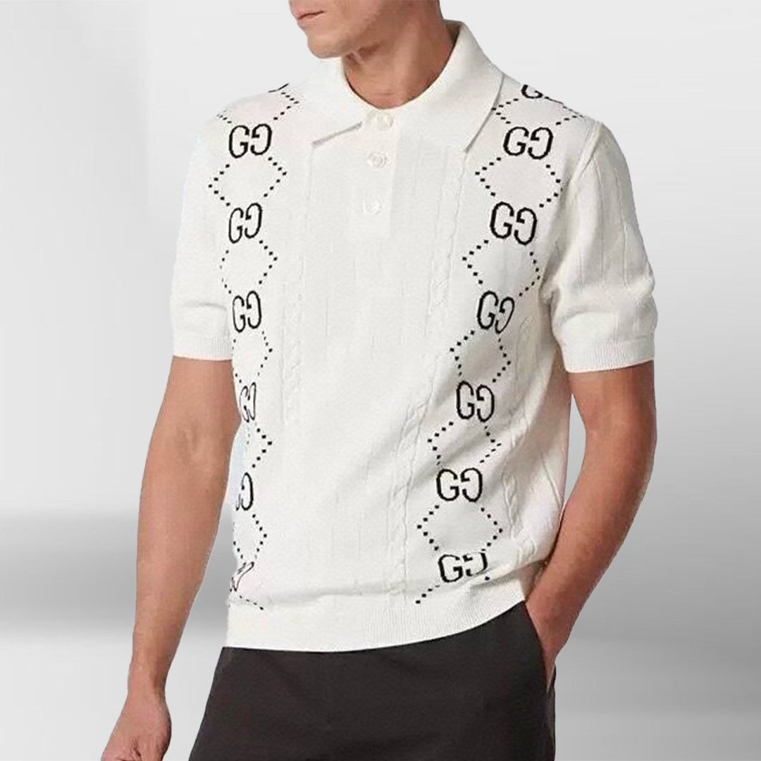 gg intarsia polo top