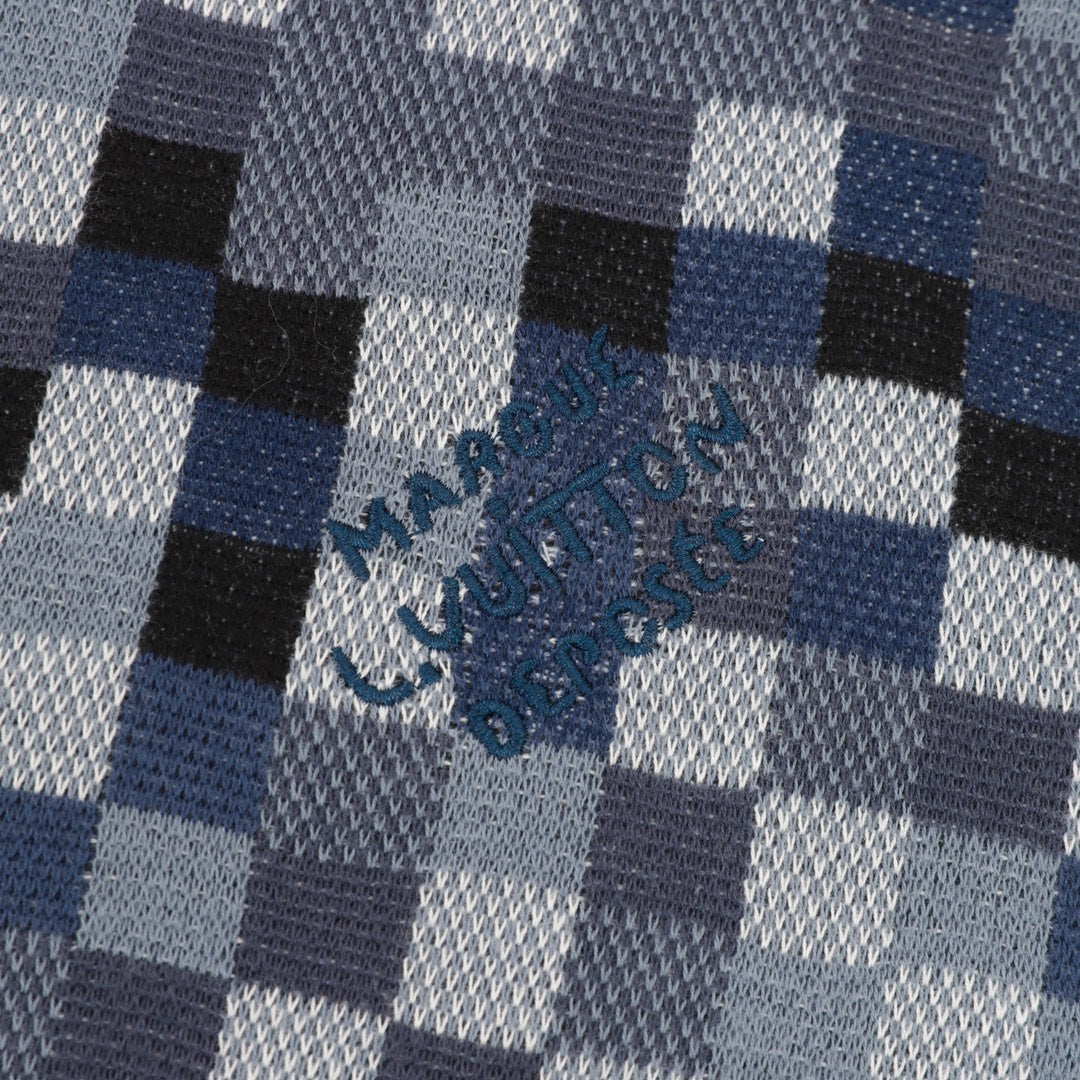 pixel check crewneck sweater