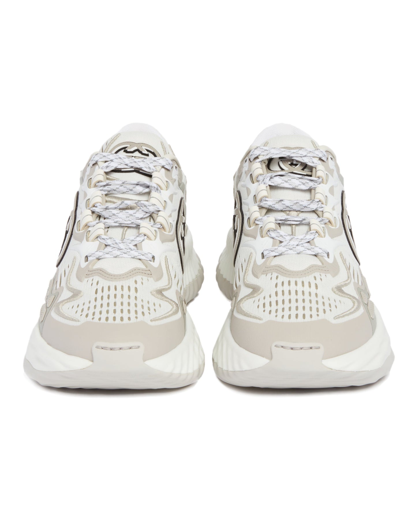 white and gray ripple mesh sneakers