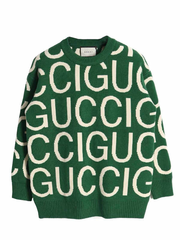 logo-intarsia wool jumper