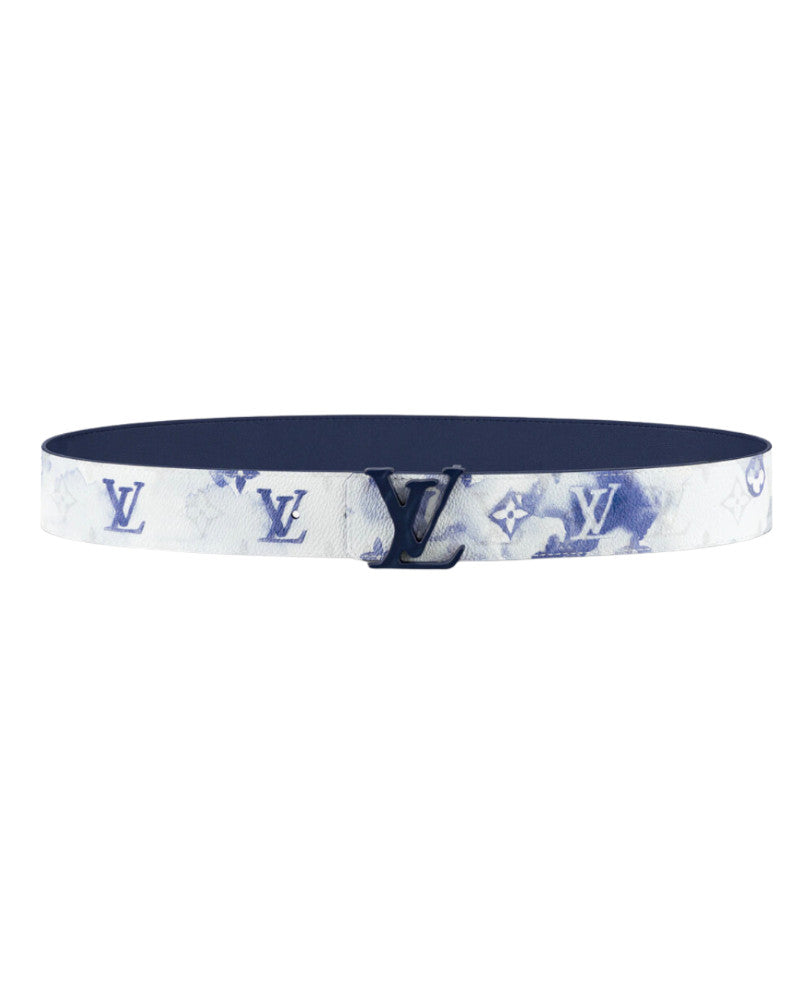 lv initiales reversible belt – blue/white monogram