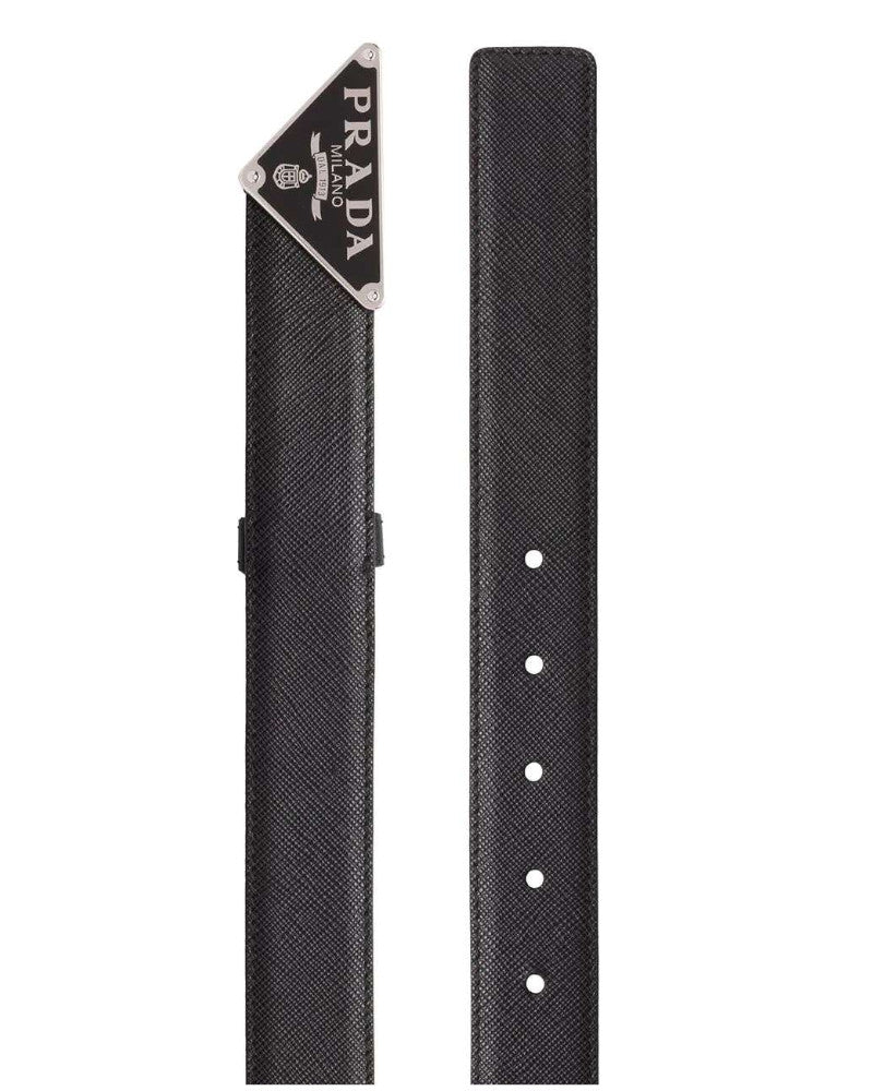 prada triangle logo leather belt