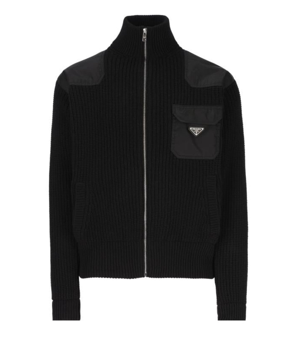 prada technical zip-up knit jacket