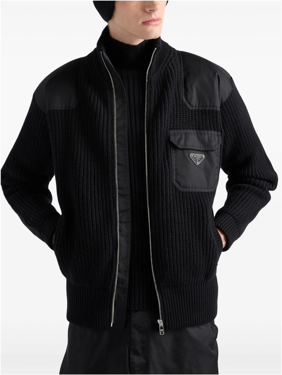prada technical zip-up knit jacket
