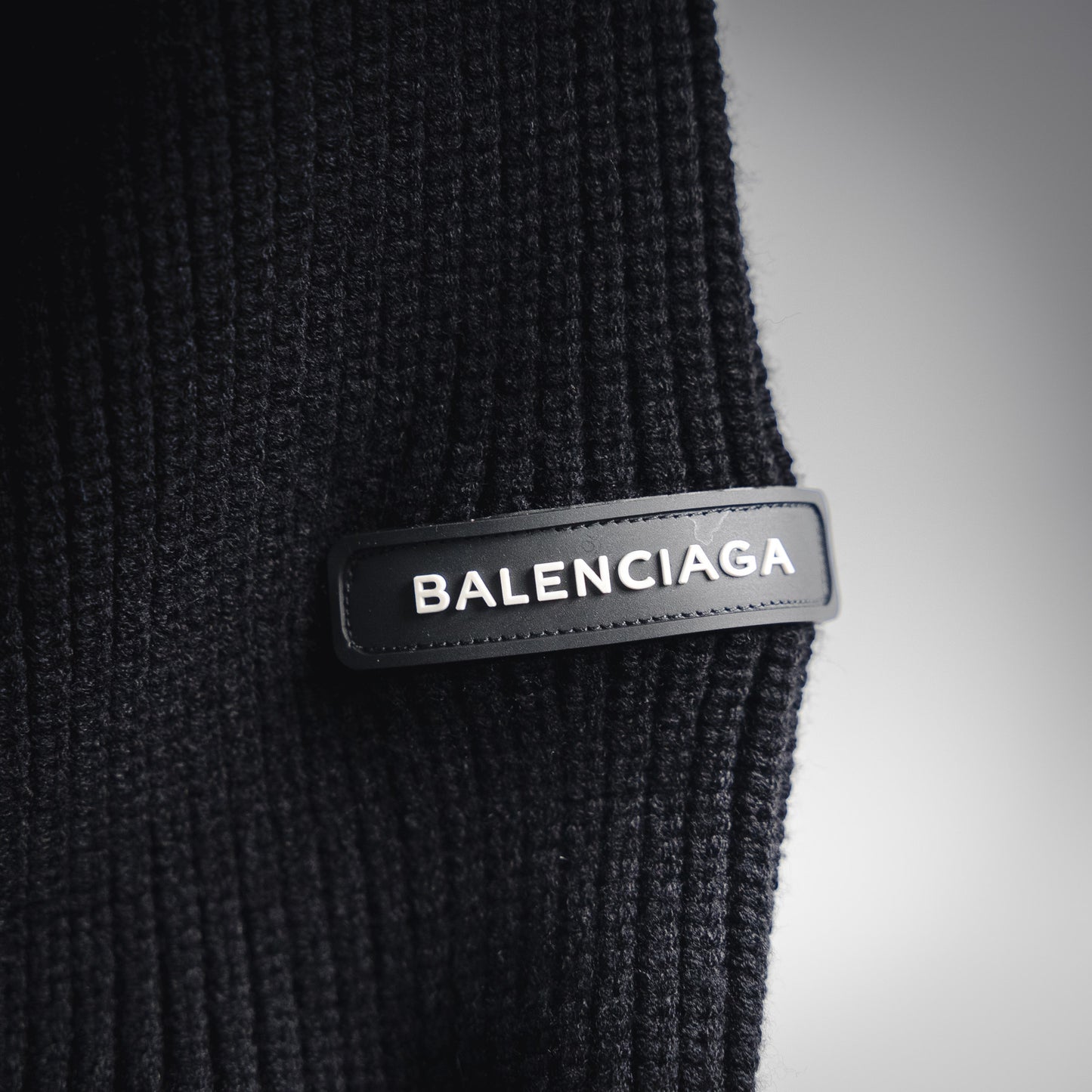 balenciaga logo-patch wool crewneck sweater