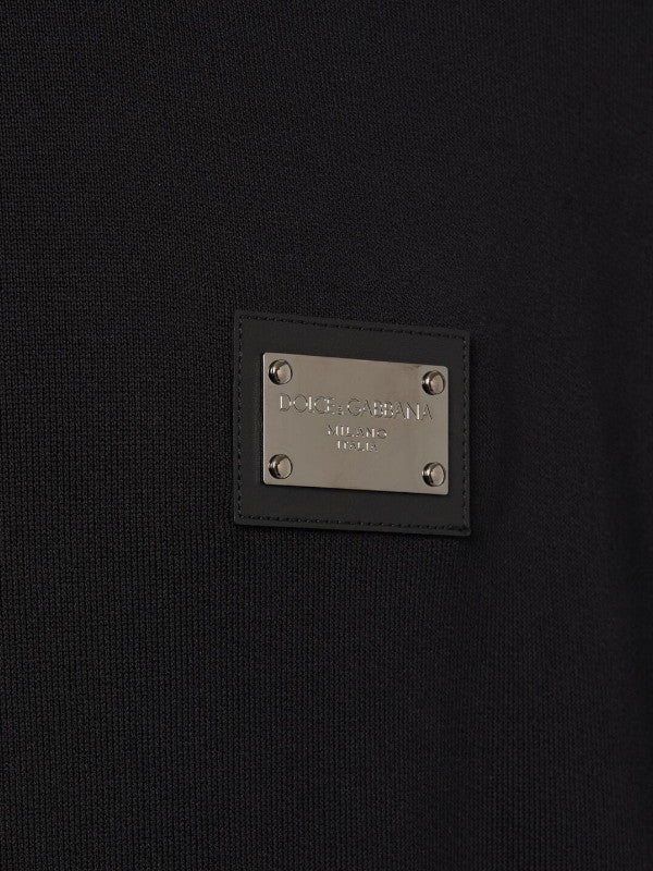 plaque cotton jersey hoodie