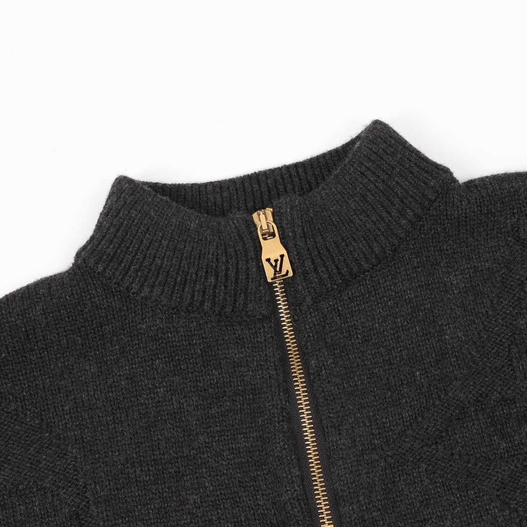 louis vuitton monogram wool half-zip sweater