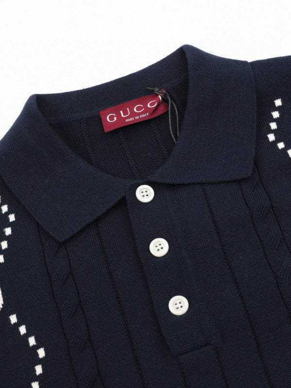 gg intarsia polo top