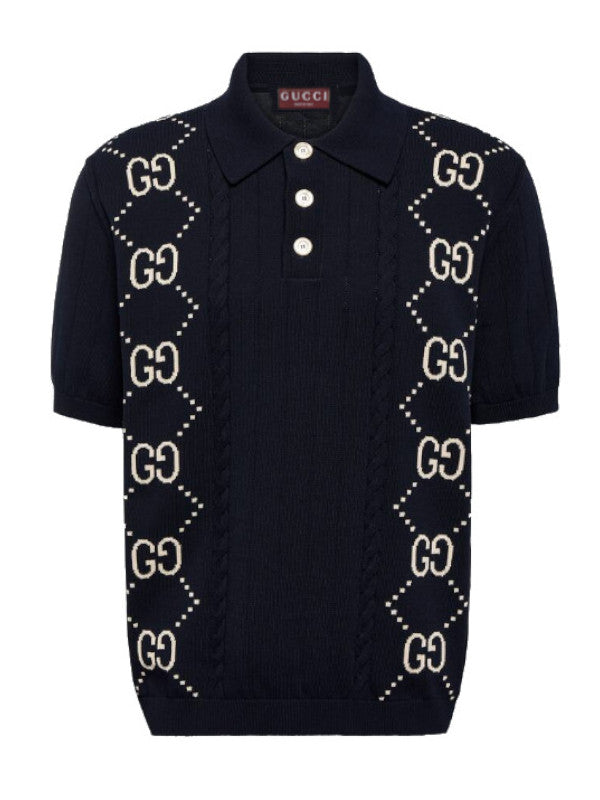 gg intarsia polo top