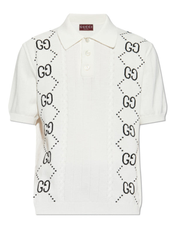 gg intarsia polo top