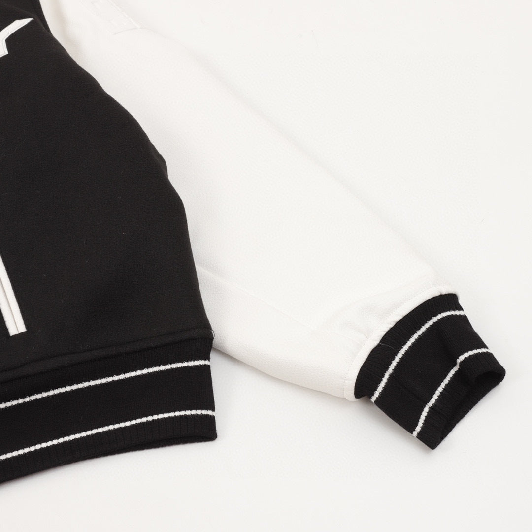 monochrome varsity jacket