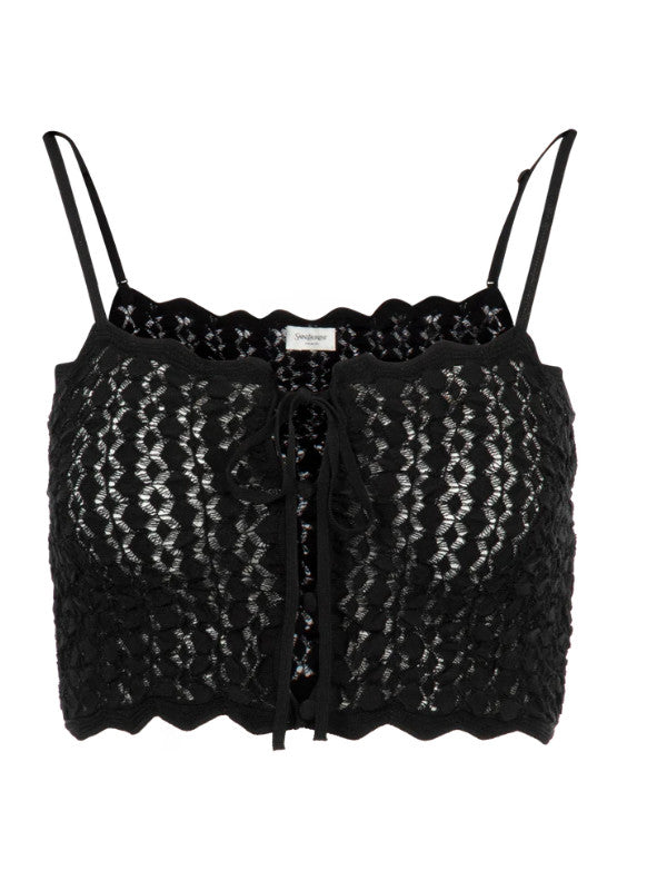 pointelle knit crop top