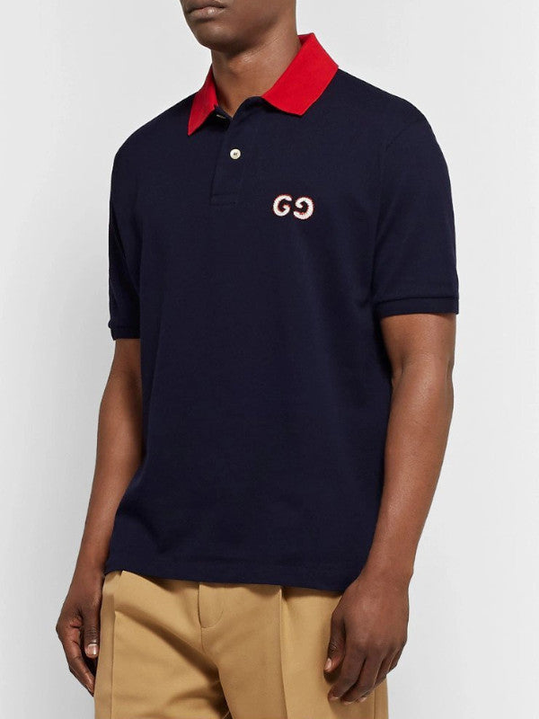 gg embroidered piqué polo shirt