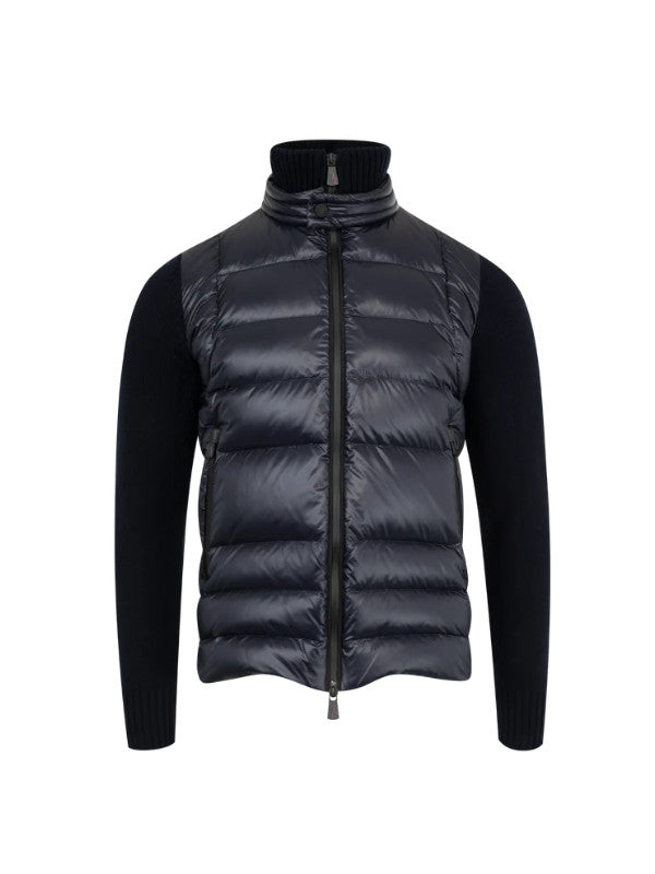 padded wool zip-up cardigan