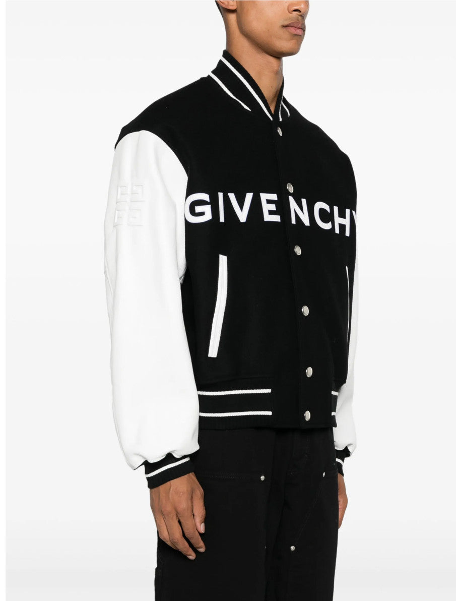 monochrome varsity jacket