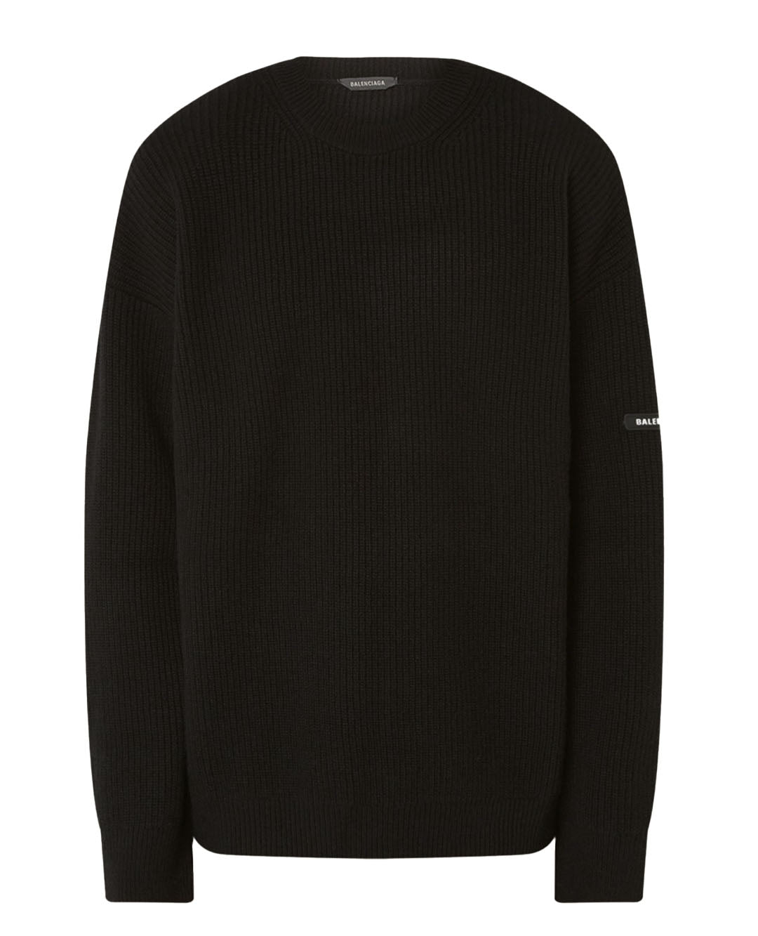 balenciaga logo-patch wool crewneck sweater