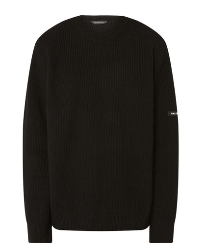 Balenciaga Logo-Patch Wool Crewneck Sweater