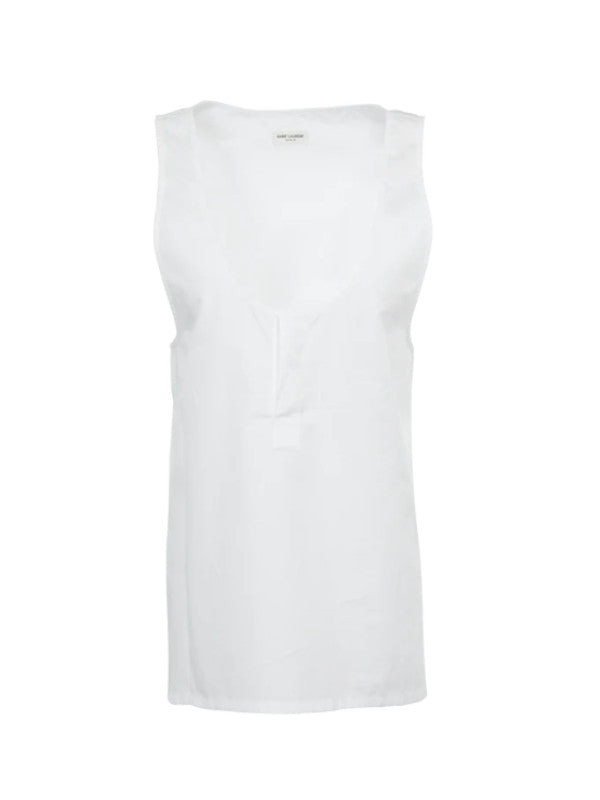 henley tank in cotton poplin