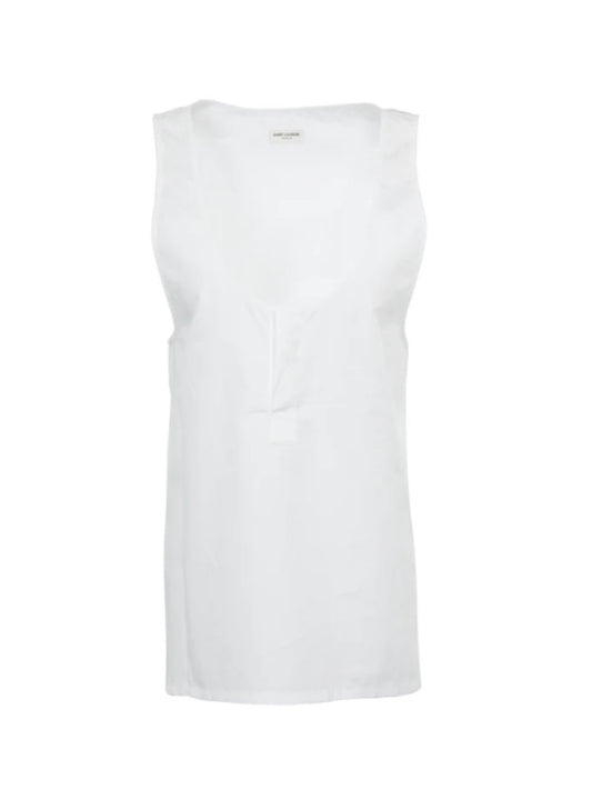 Henley Tank in Cotton Poplin