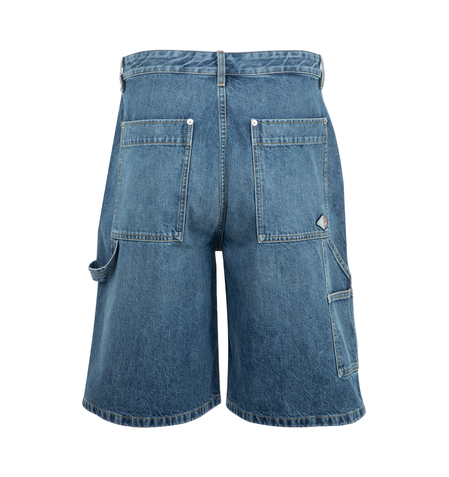 knee-length denim shorts