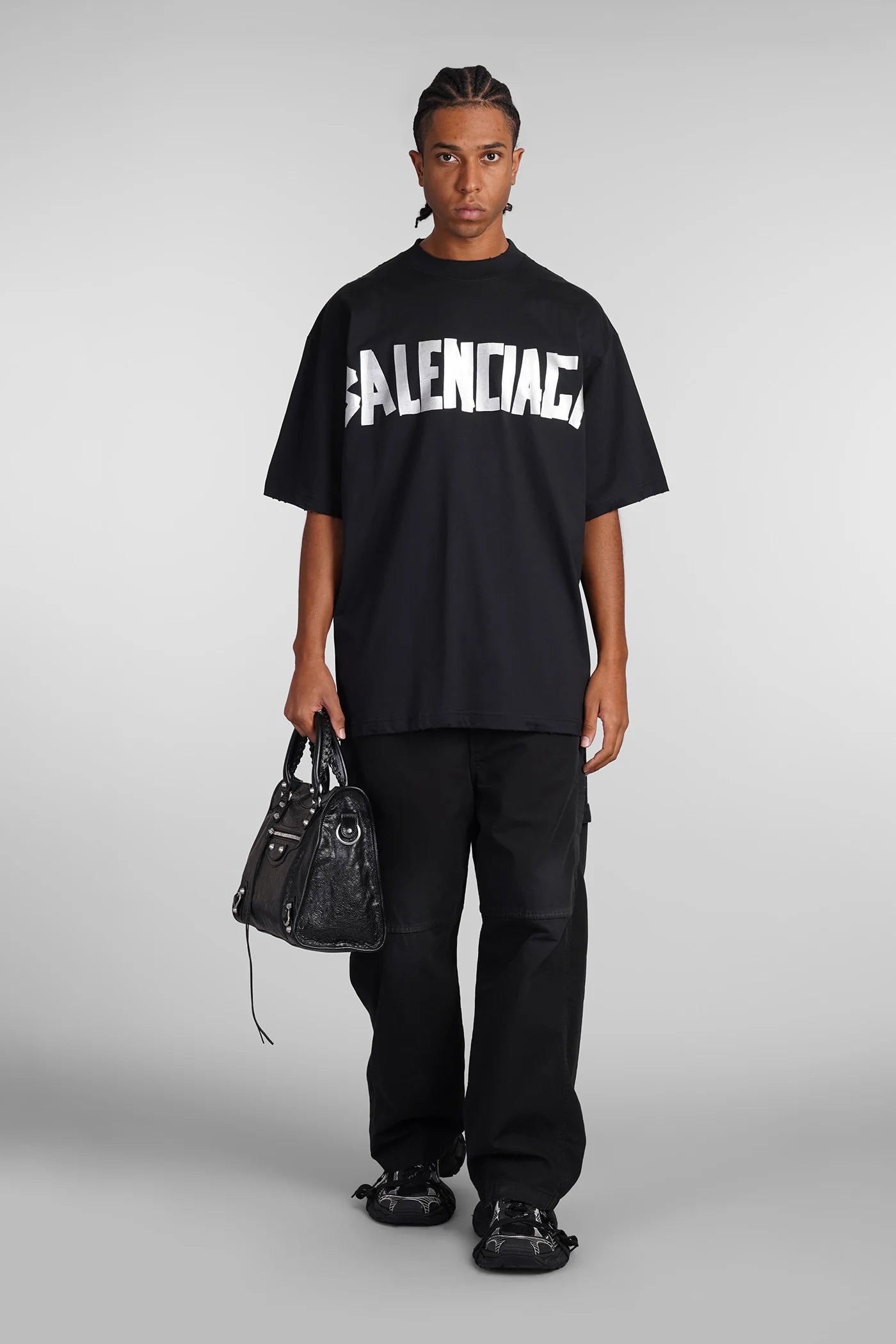 balenciaga gothic logo back print t-shirt