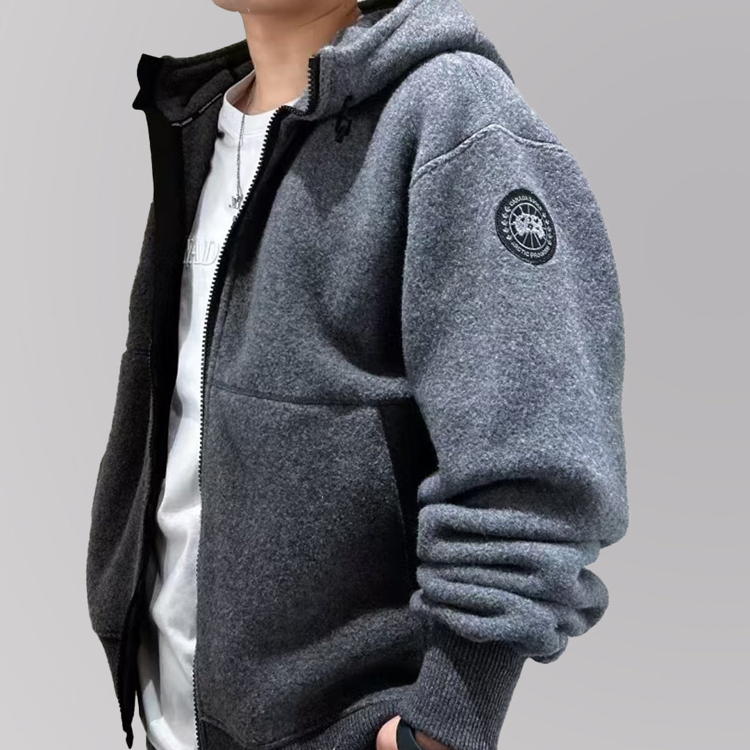 wool fleece zip-up hoodie