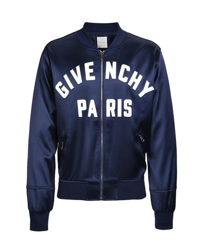 Paris Embroidered Satin Bomber Jacket