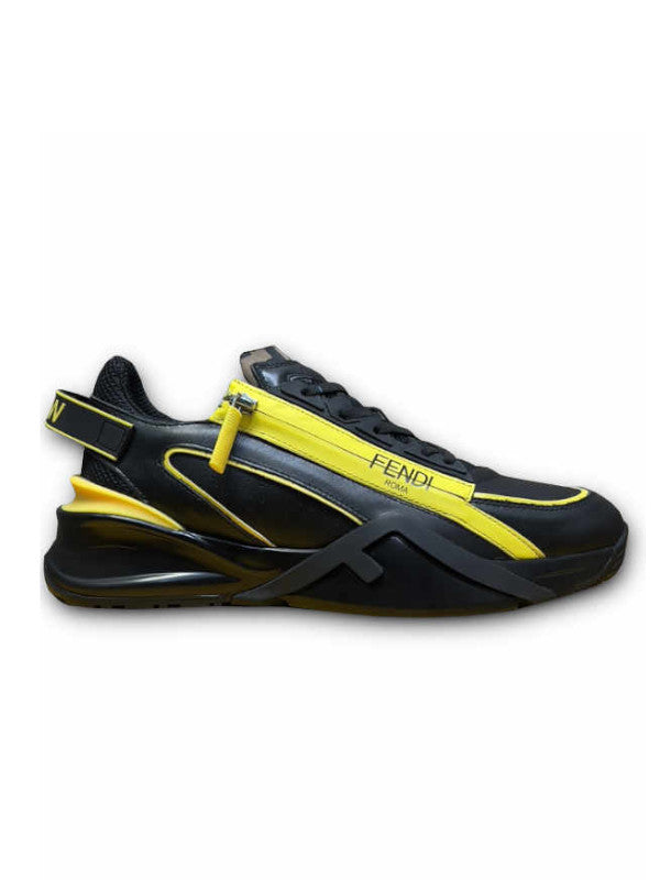 black & yellow flow low-top sneakers