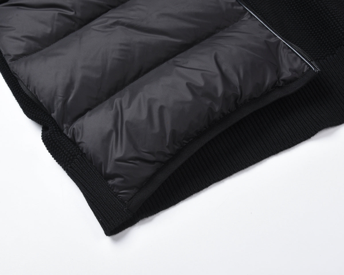 knit-sleeve down puffer jacket