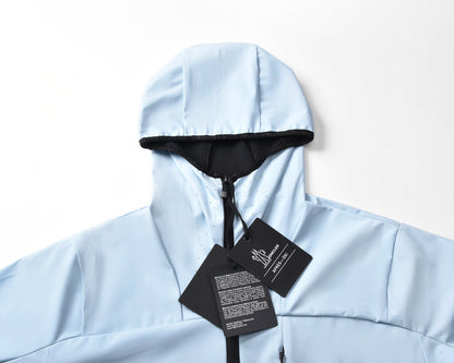 Lightweight Technical Hooded Jacket – Ice Blue