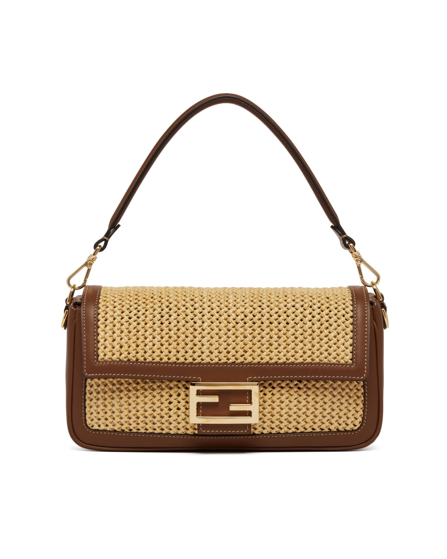 baguette brown and raffia bag