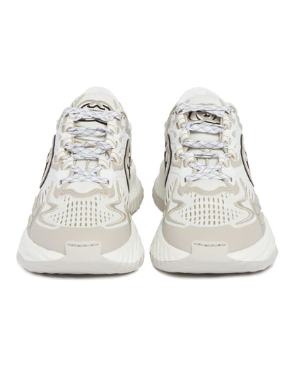 White and Gray Ripple Mesh Sneakers