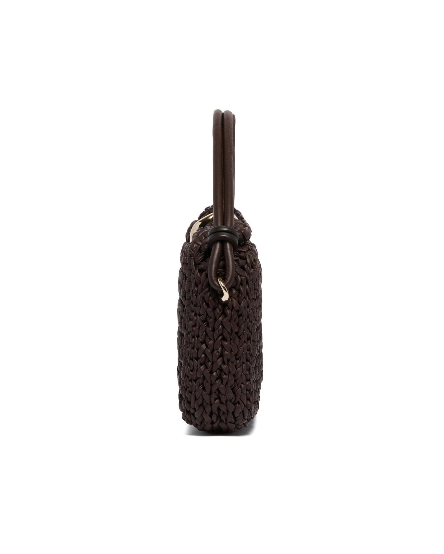 brown crochet leather bag
