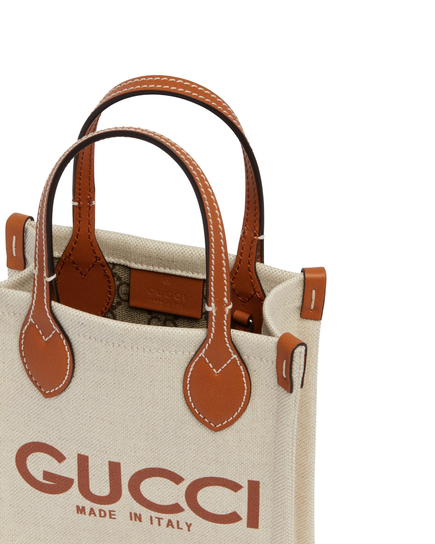 beige logoed bag