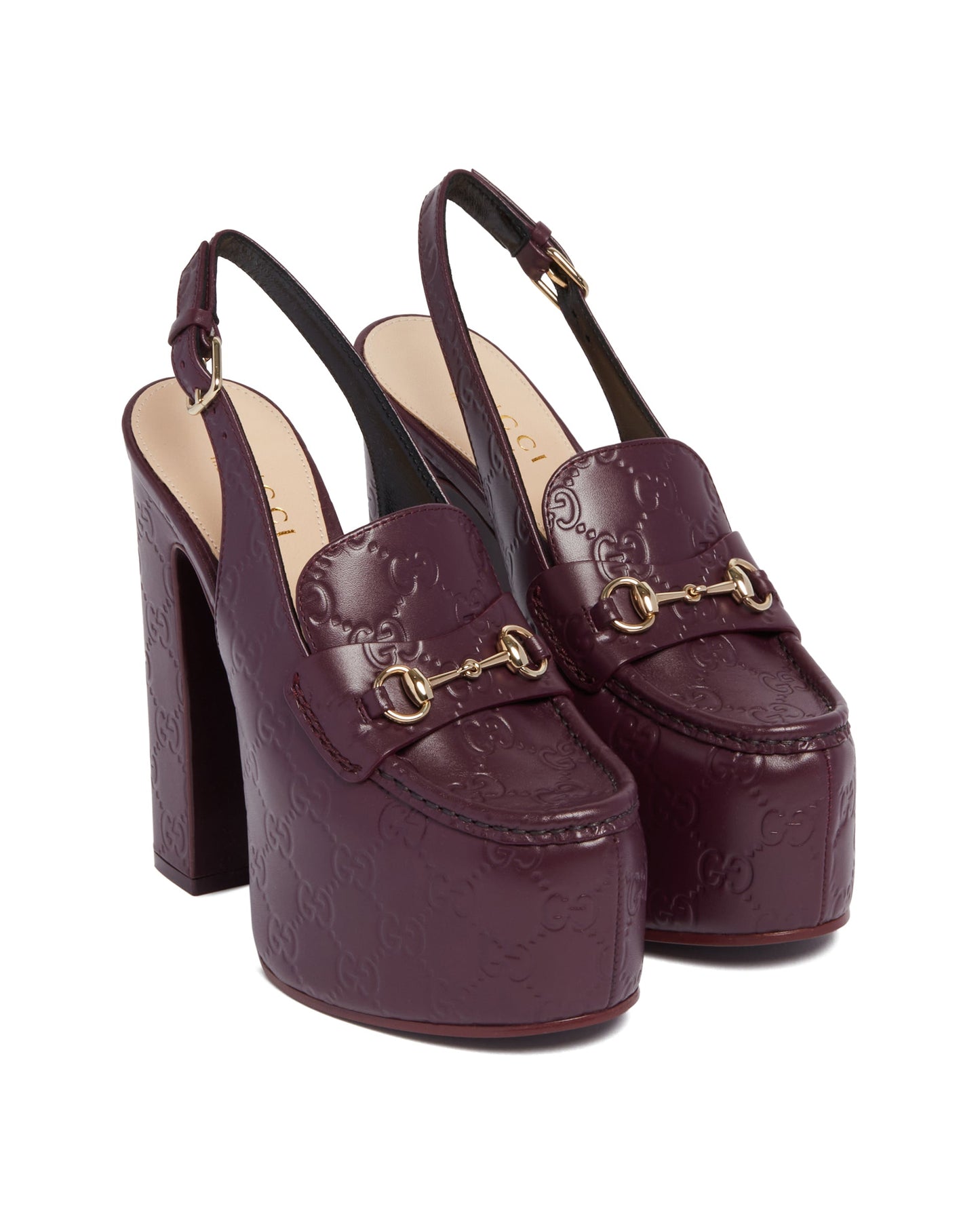 purple platform loafers
