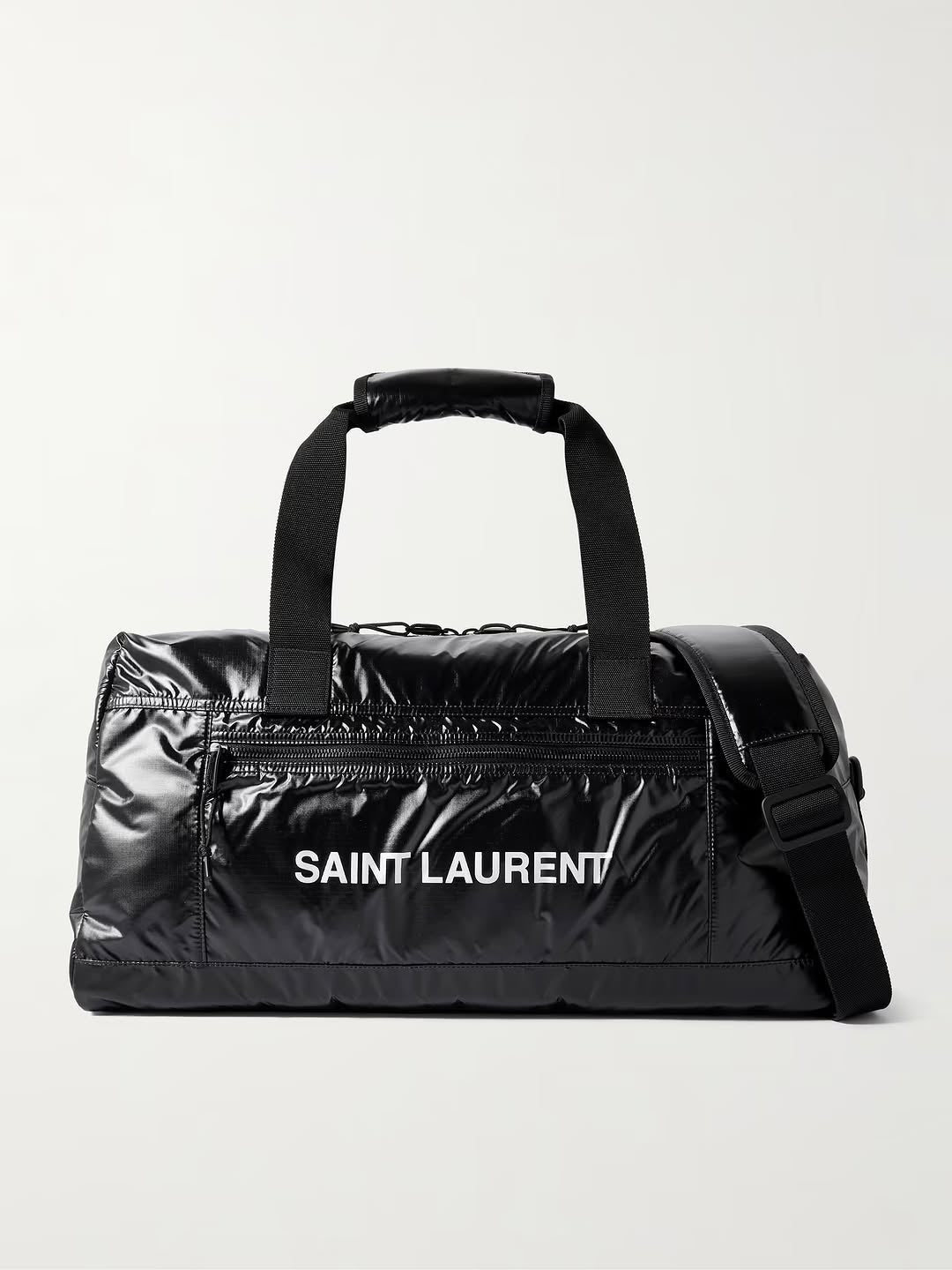 saint laurent glossy black duffel bag