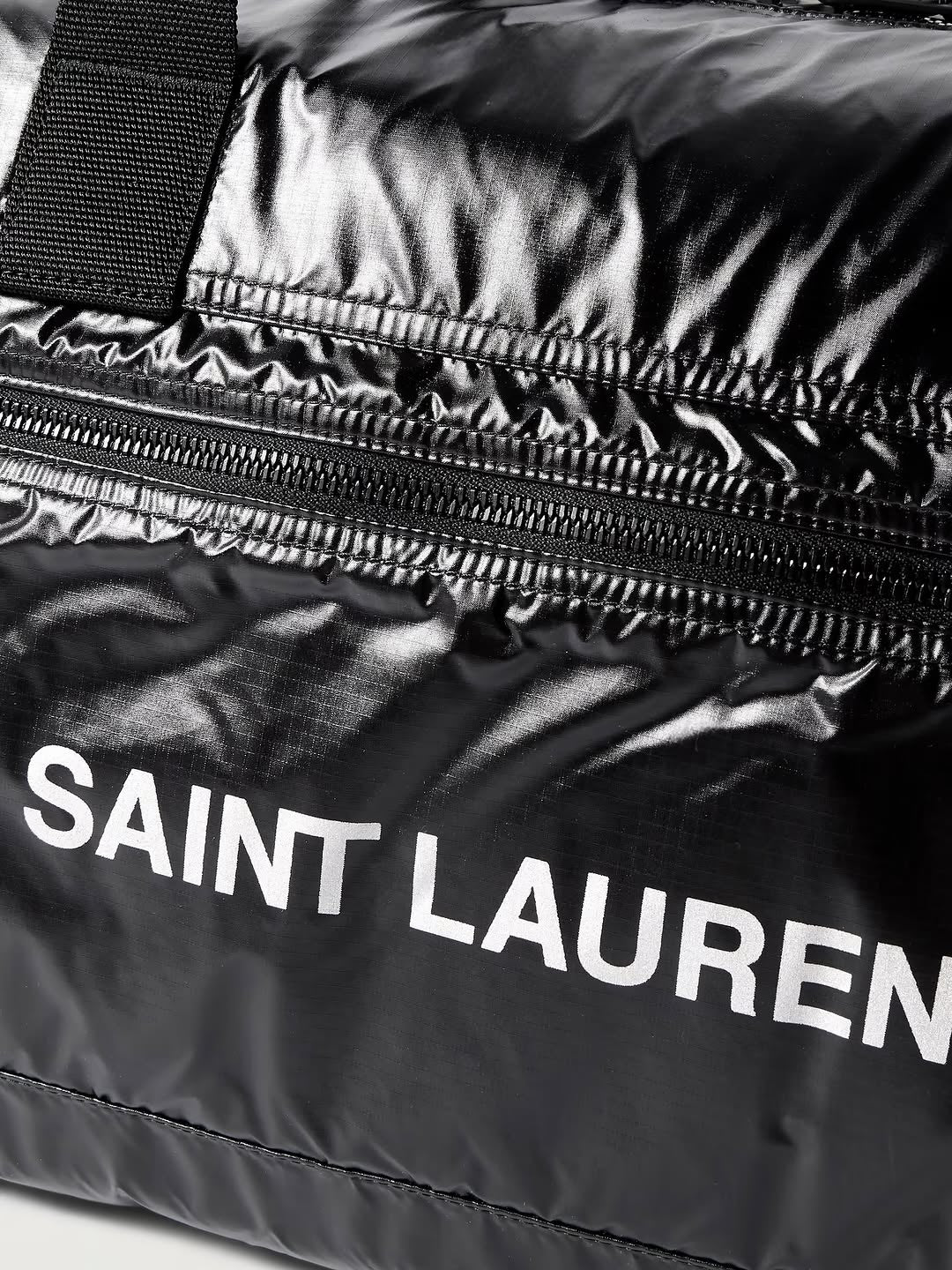 saint laurent glossy black duffel bag