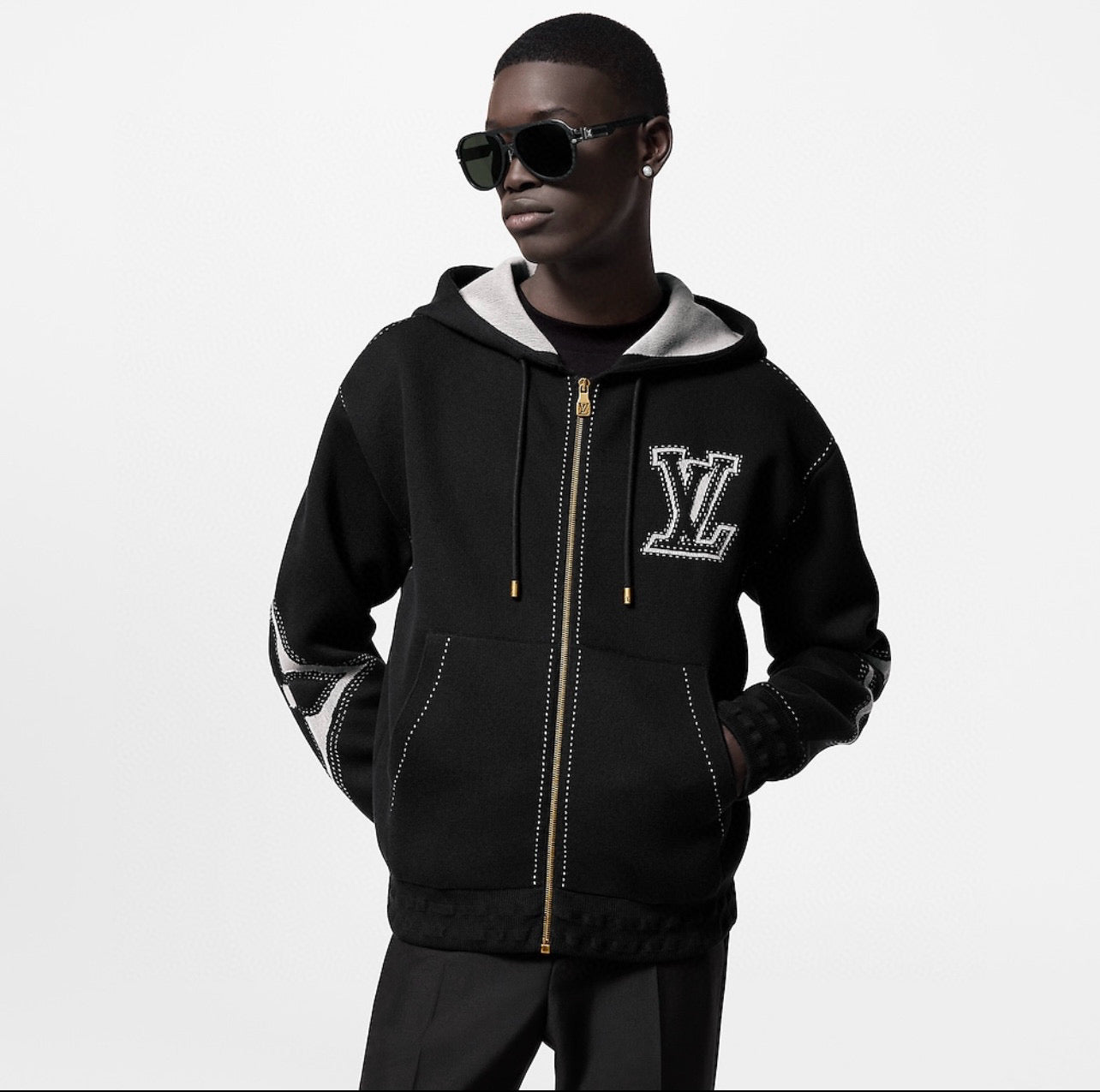 black zip-up hoodie