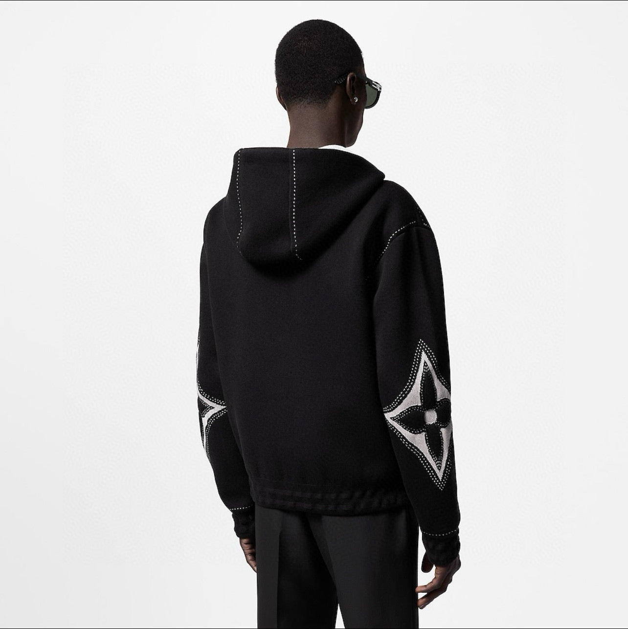 black zip-up hoodie