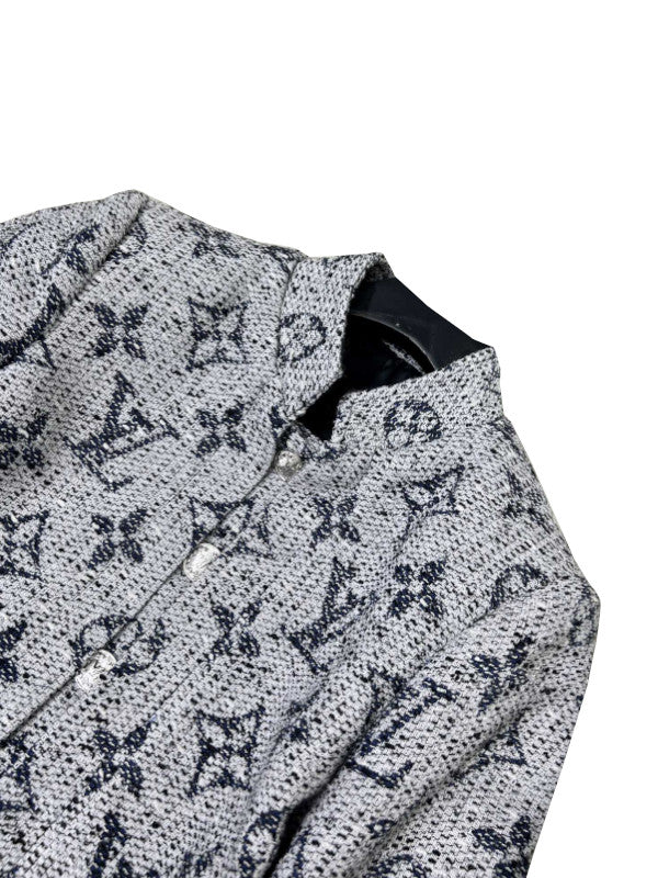 monogram tweed straight coat