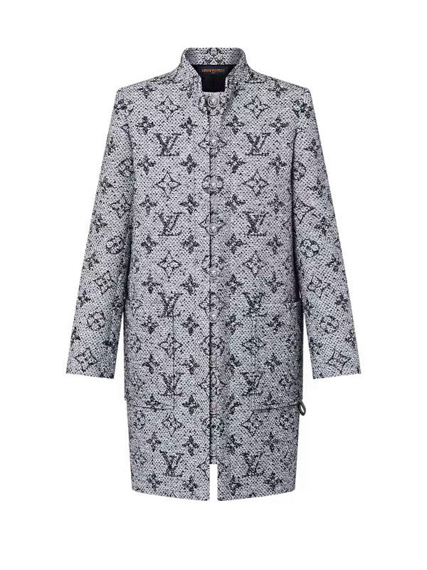 monogram tweed straight coat