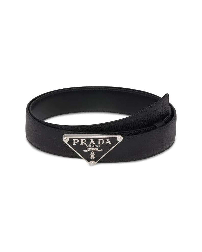 prada triangle logo leather belt