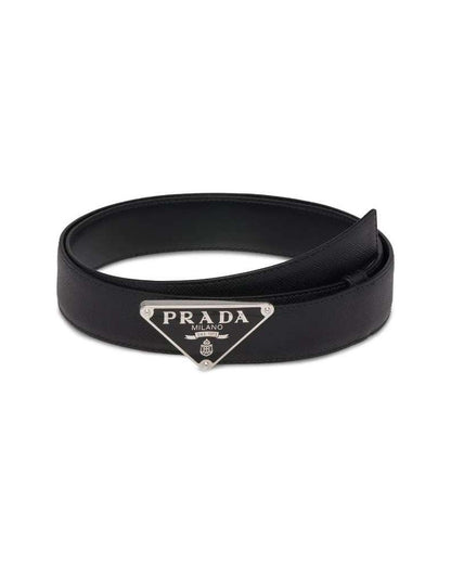 Prada Triangle Logo Leather Belt