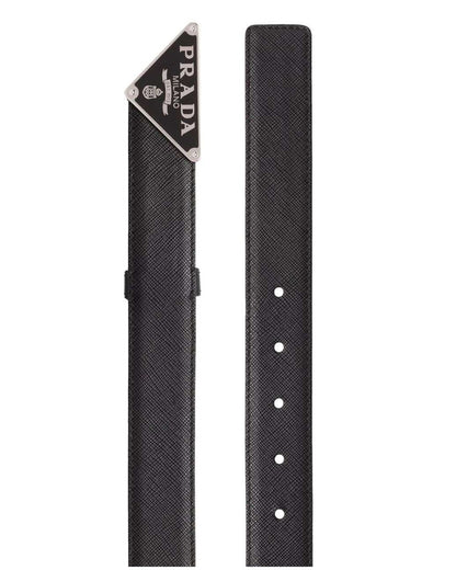 Prada Triangle Logo Leather Belt